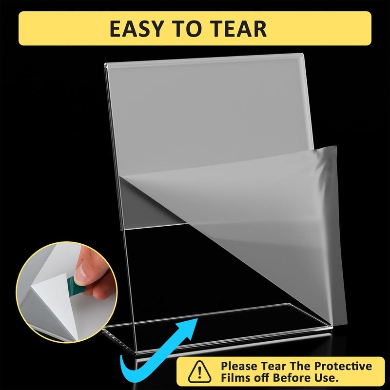 Argvey 4 Pack Acrylic Sign Holder 8.5x11, Clear Plastic Slanted Back Sign Holders, Desktop Papers Menus Frame Flyer Document Holder Display Stand for Coffee Shops, Hotels, Offices, Public Spaces - Image 3
